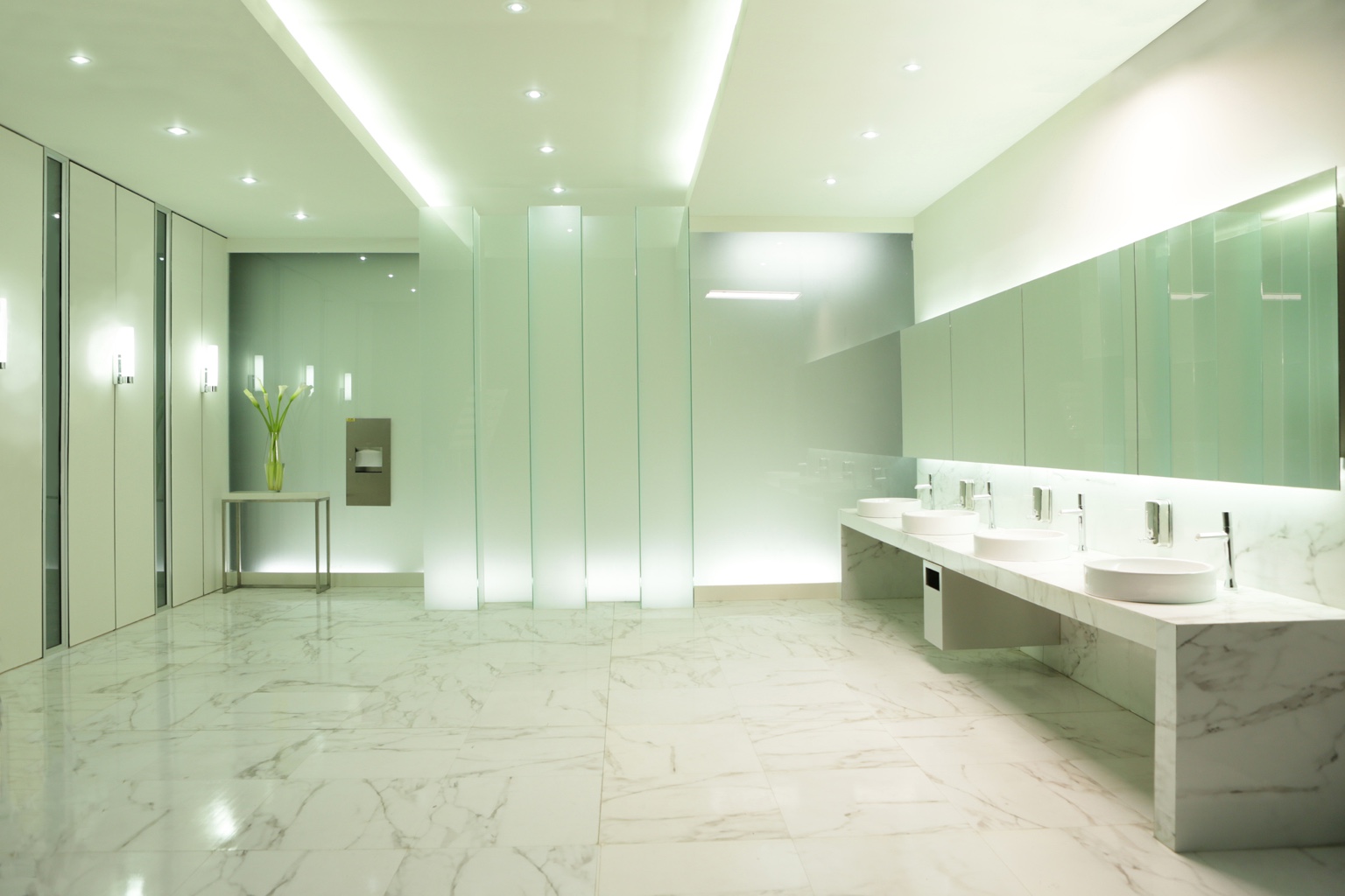 Clean modern commercial restroom